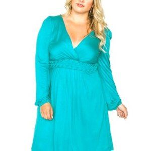 Plus size shoreline turquoise ling sleeve dress